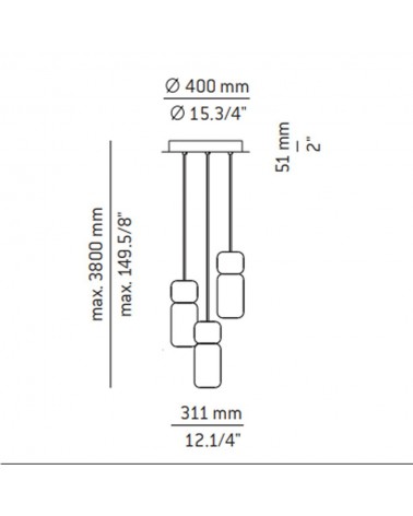Sujeción de cinco colgantes para Pila T-3555C-W/T-3555-M de Estiluz