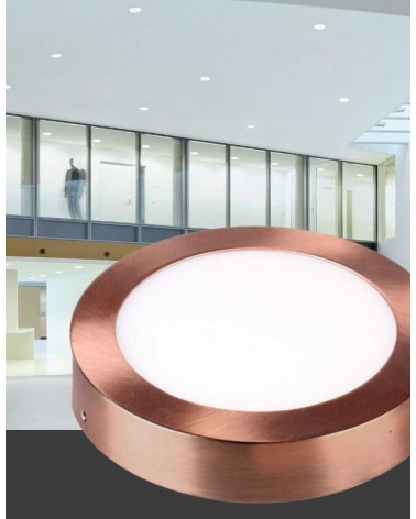 Plafon Superficie LED 12W Redondo marco cobre 4500K