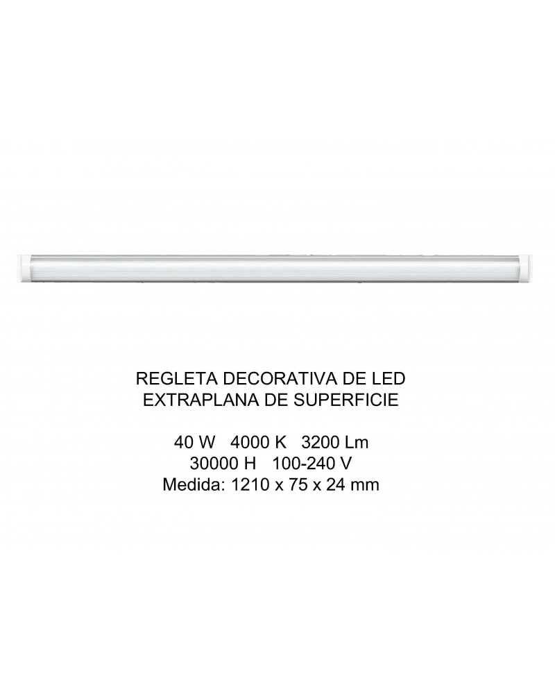 REGLETA DECORATIVA LED SUPERFICIE EXTRAPLANA 120CM 40W 4000K OPAL DE ELECTROBILSA